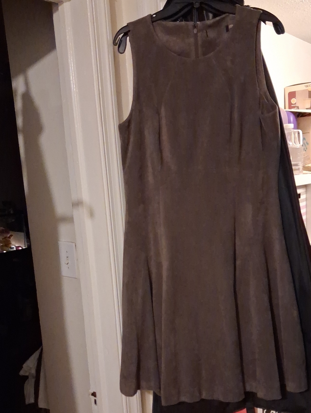 Sleeveless Brown Suede Midi Dress